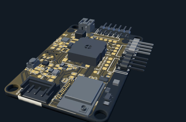Populated circuit board designed by Grinalds Solutions